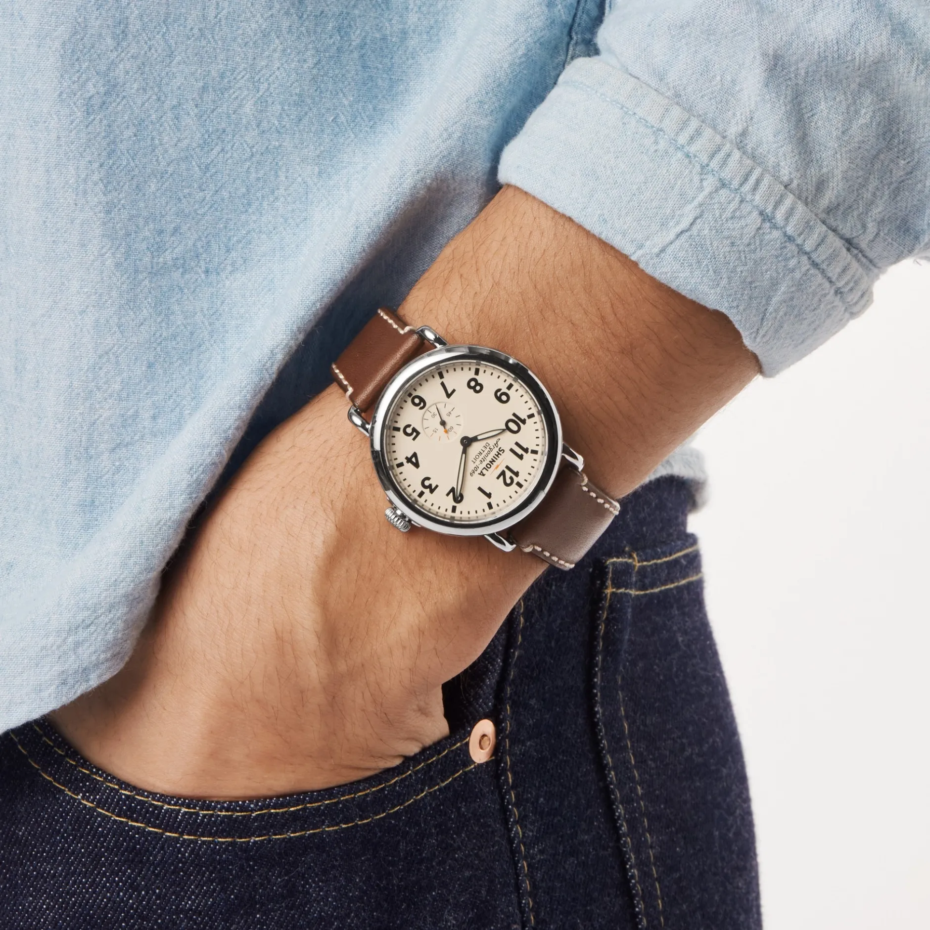 Outlet Shinola Runwell Watch Cream