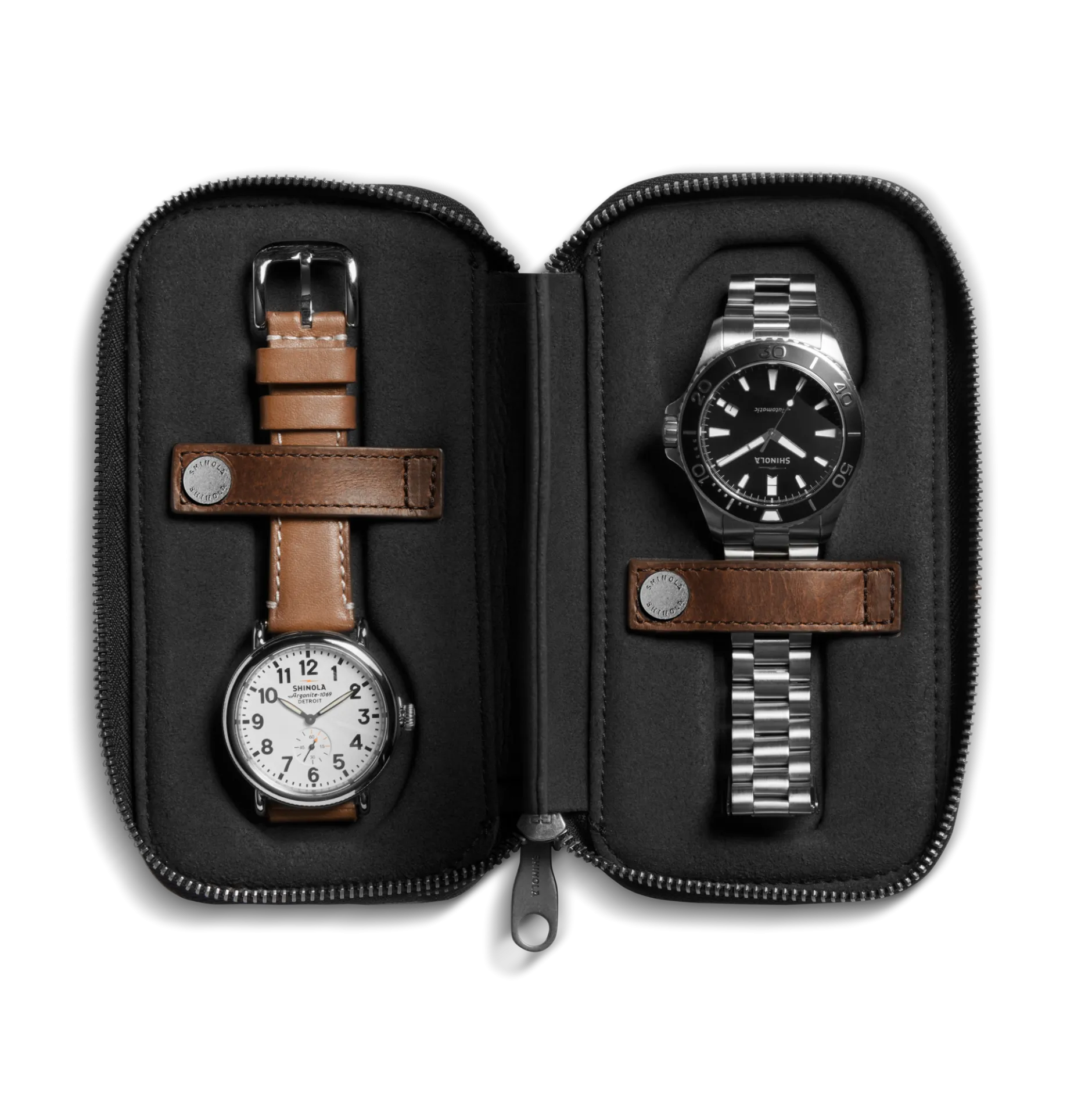 New Shinola Travel Watch Case Medium Brown