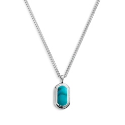 New Shinola Turquoise Inlay Tag Necklace