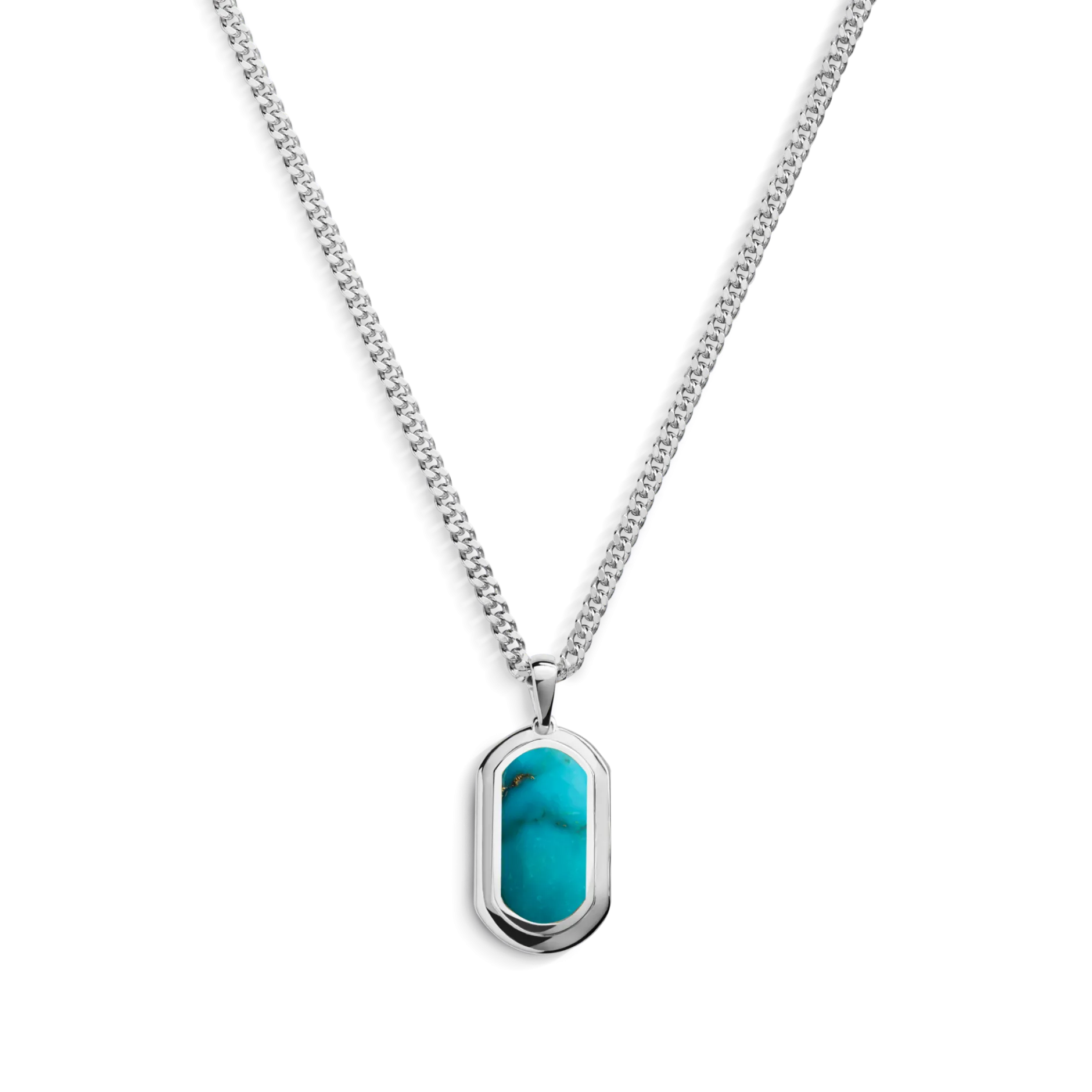 New Shinola Turquoise Inlay Tag Necklace